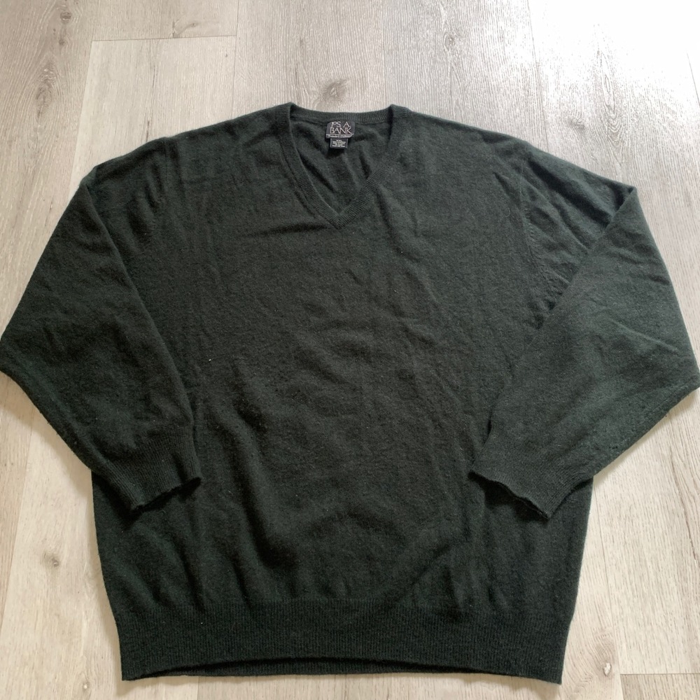 Jos A Bank Traveler's Collection Cashmere V-Neck Sweater Mens XXL Forest Green